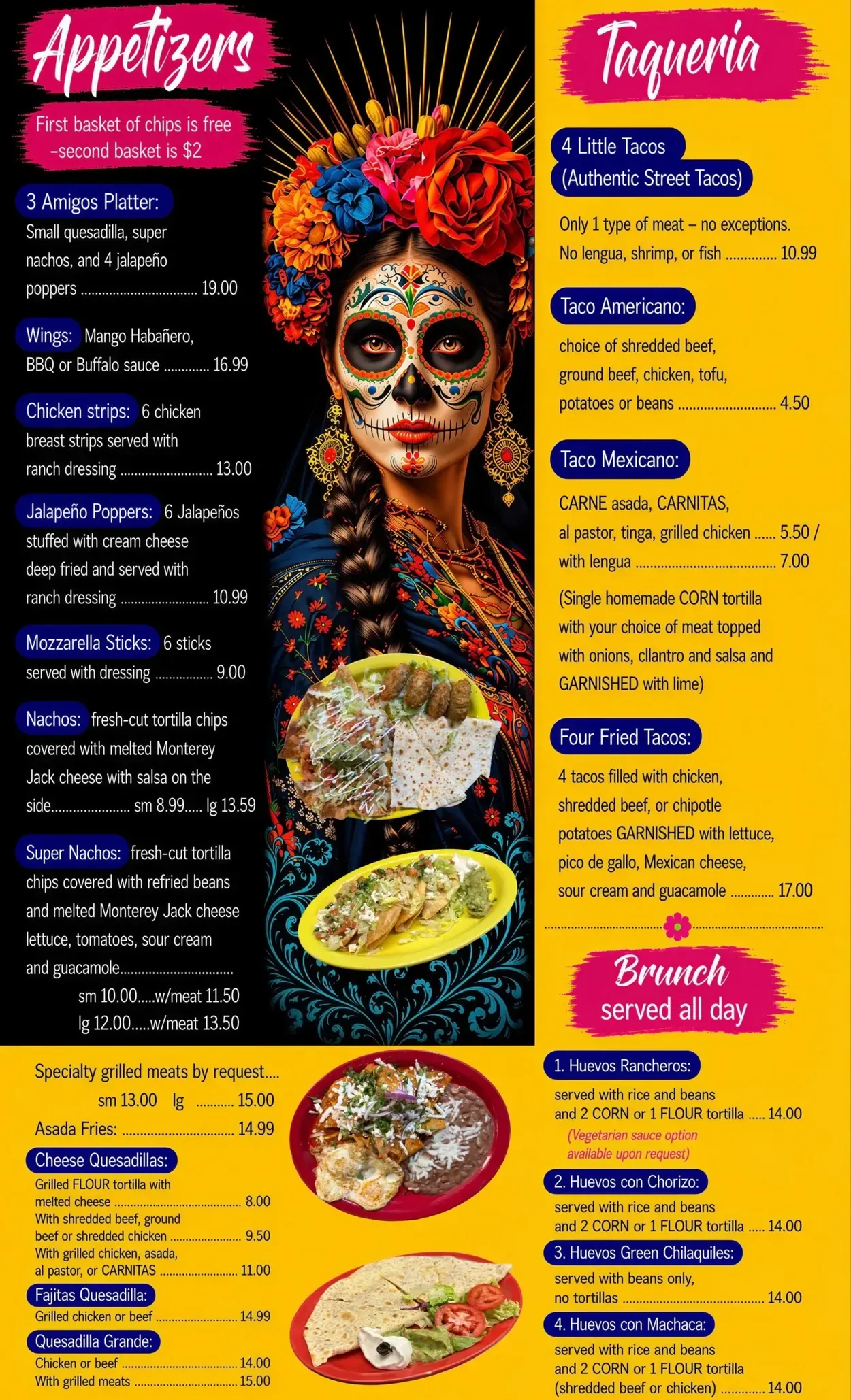 Appetizers & Taqueria menu page