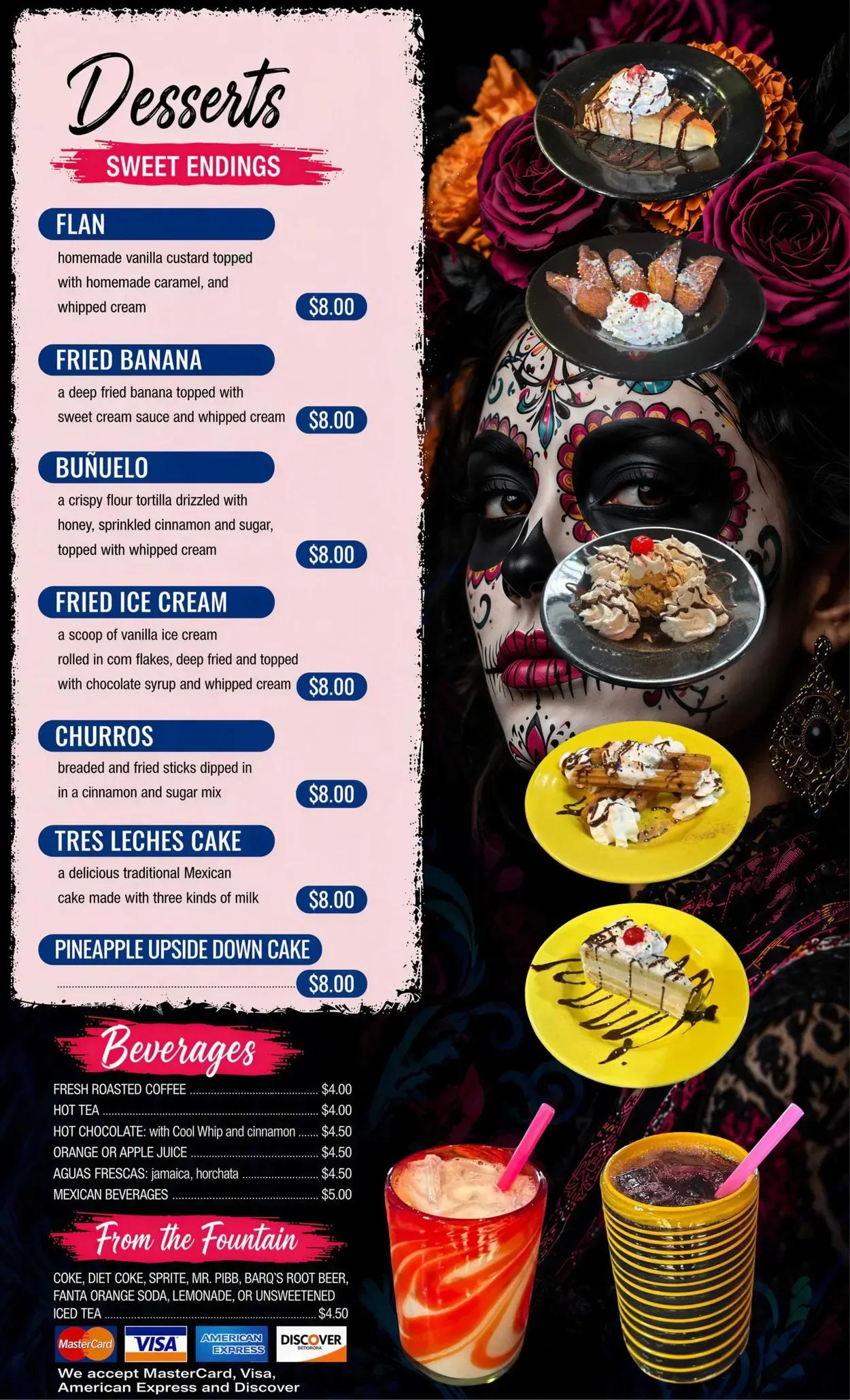 Desserts & Beverages menu page